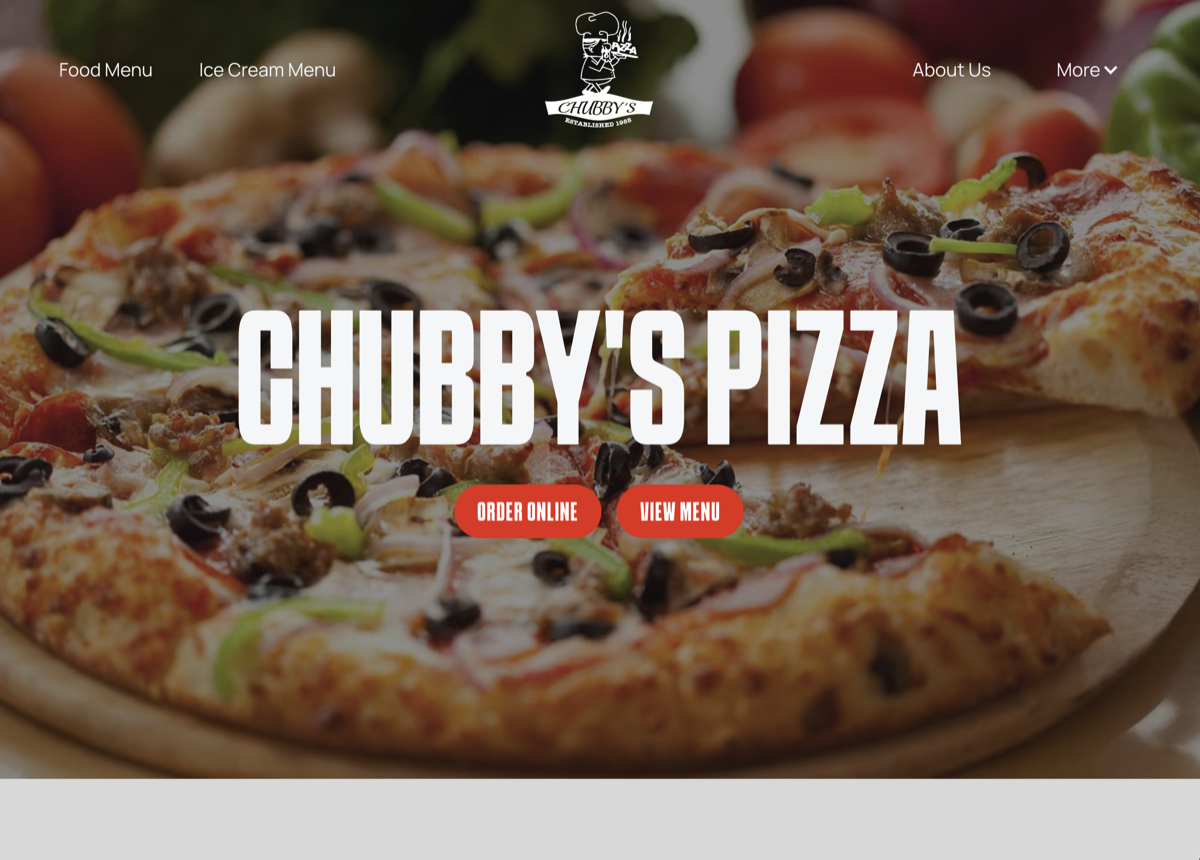 Chubby's Pizza website